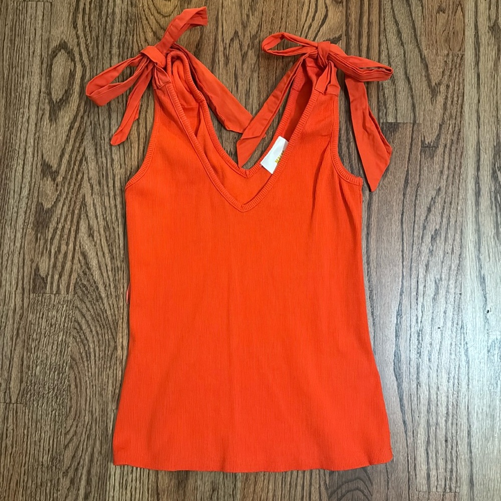 Maeve by Anthropologie Tomato Red Tank Top with Ribbons 🍅🥫 Size XS